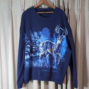 NWT Men's Size 2X Great Smokey Mountains Buck Mountain Graphic Blue Sweatshirt